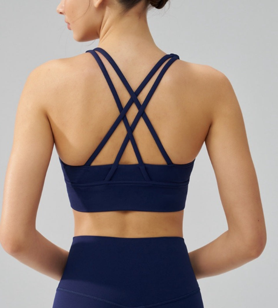 Hélène Fit Women - Top WX4877 Nude Dress Feel Cross Back Sports Bra