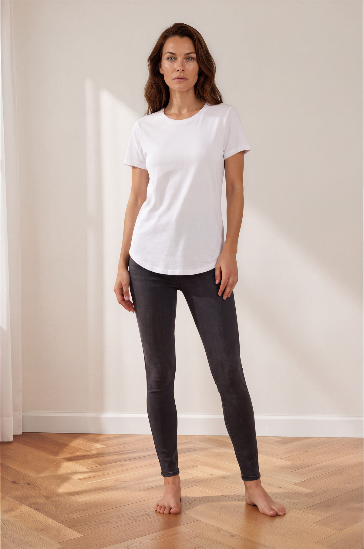 HÉLÈNE FIT - WSCNS COTTON CREW NECK WITH TEE WITH MESH SLEEVES