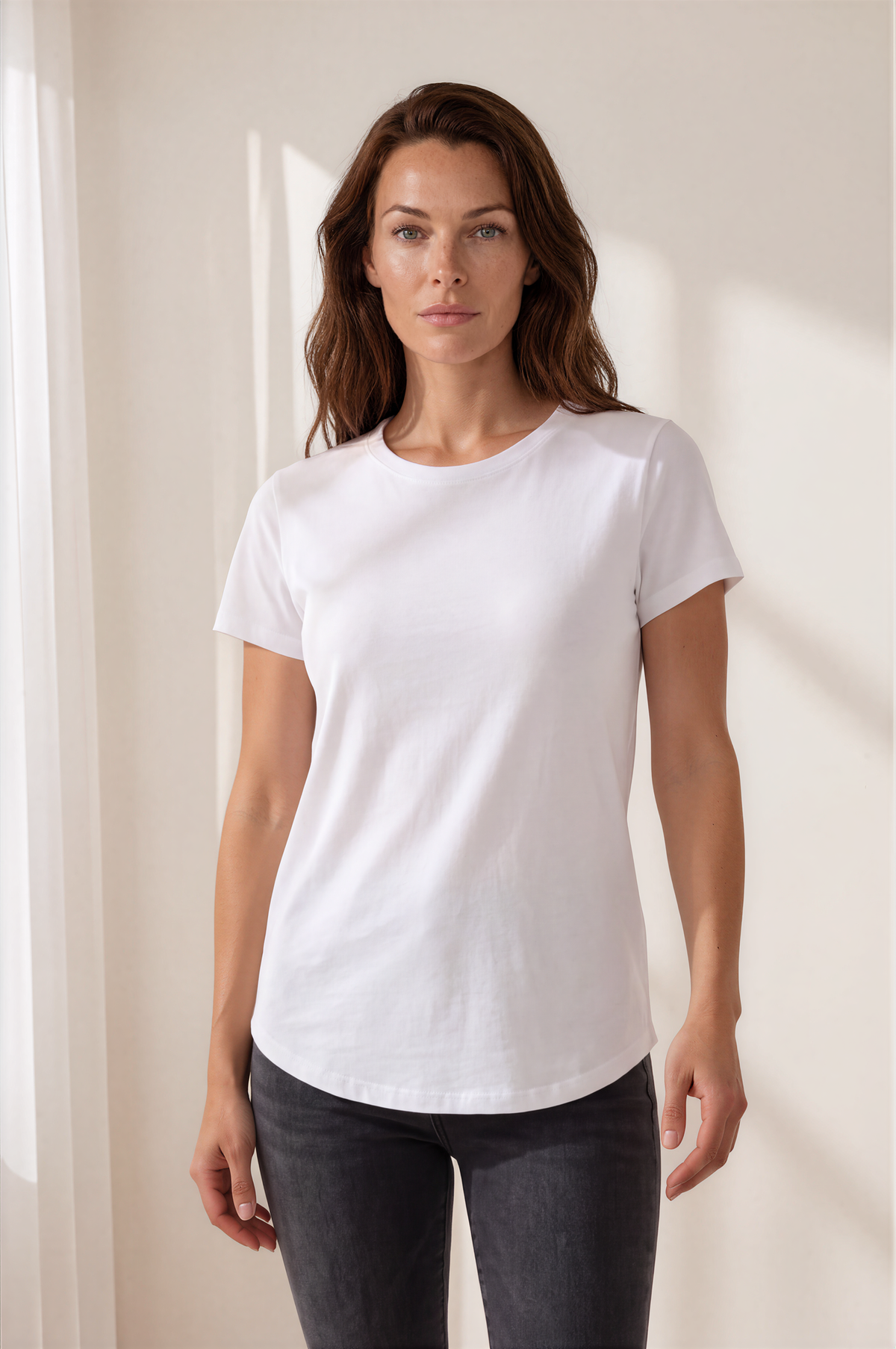 HÉLÈNE FIT - WSCNS COTTON CREW NECK WITH TEE WITH MESH SLEEVES