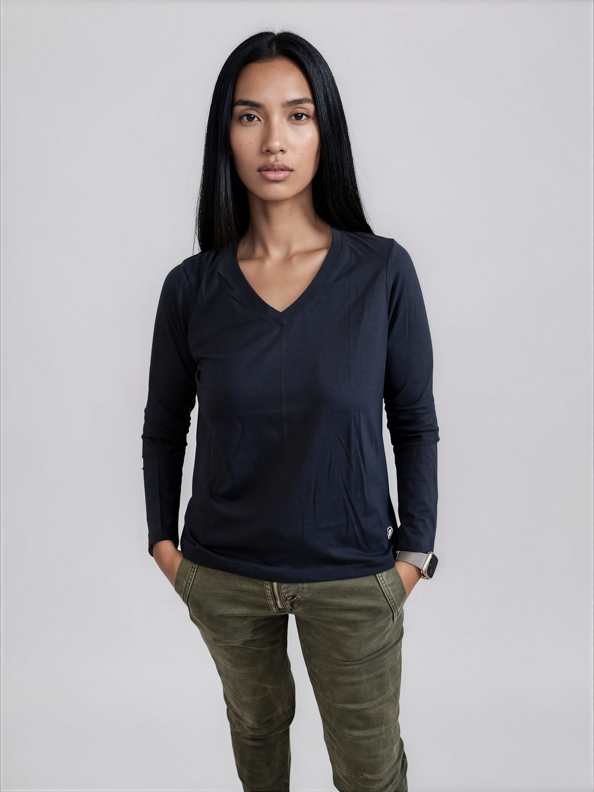 Hèléne Fit - WSVNECK V Neck Long Sleeve T-Shirt